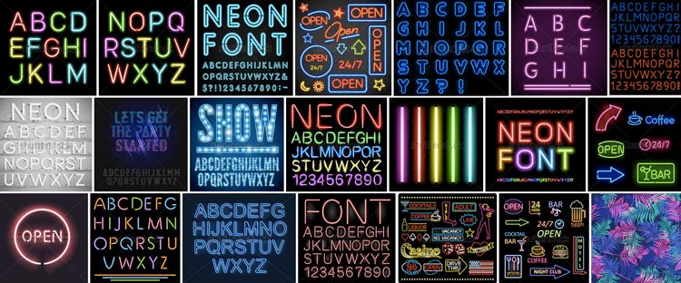 neon vector fonts