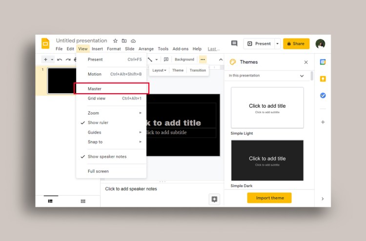View the Master Slides