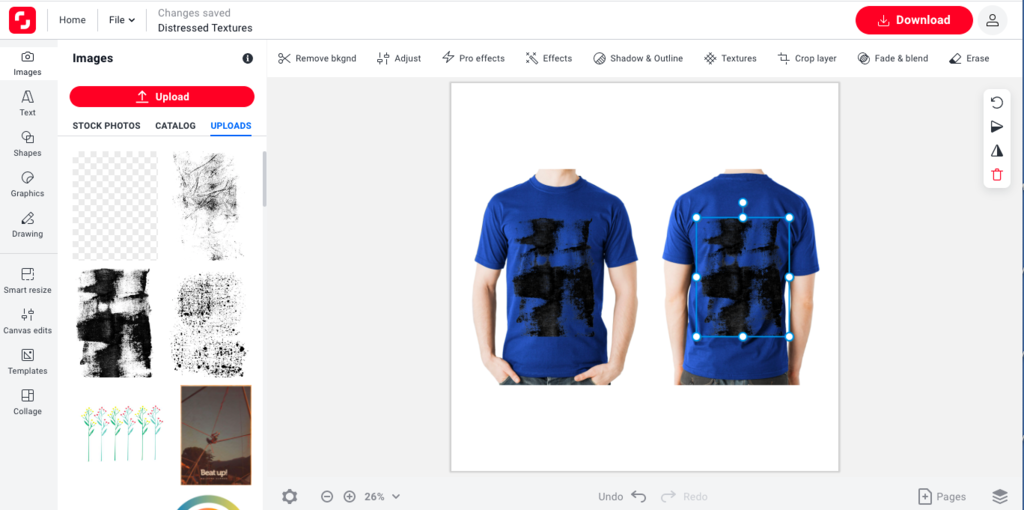 T-shirt design with added distressed textures