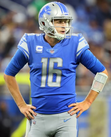 Detroit Lions New Uniforms 2021 Detroit Lions Quarterback Jared Goff 16 Editorial Stock Photo