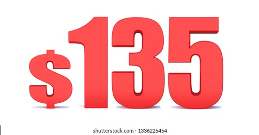 135 Dollar 135 Word On White Stock Illustration 1336225454