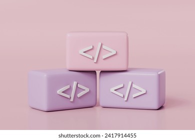 Coding Language Development Icon On Pink Stock Illustration 2048498495 ...