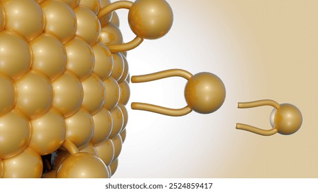 3D rendering of a close-up view of a liposome consisting of a lipid bilayer. Stock Illustration