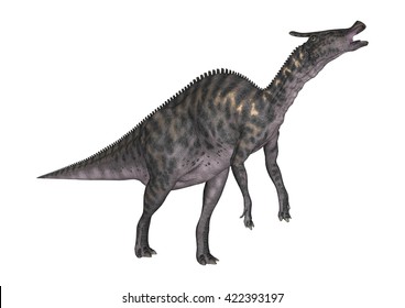 3D rendering of a dinosaur Saurolophus isolated on white background Illustrazione stock