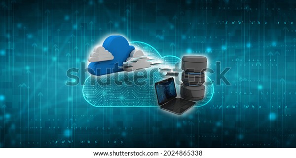 3d Rendering Technology Computer Database Network Stock Illustration ...
