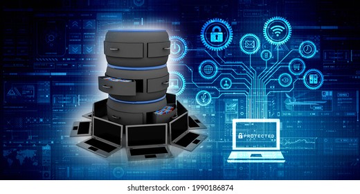 3d Rendering Technology Computer Database Network Stock Illustration ...