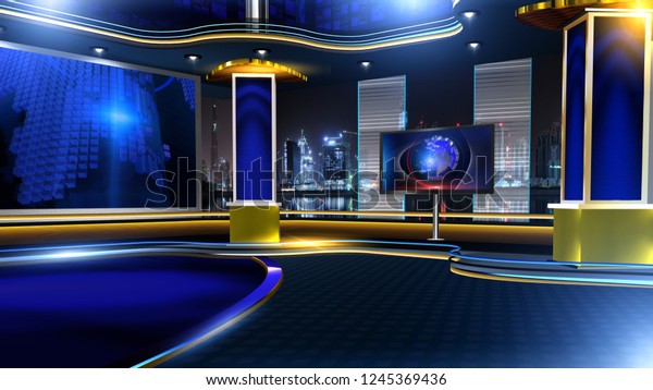 3d Rendering Virtual Set Studio Chroma: ภาพประกอบสต็อก 1245369436 ...