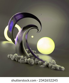 Abstract 3d illustration with textures Color patches, polygonal geometric shapes, colorful organic geometry in a jumbled arrangement. Stock Illustration