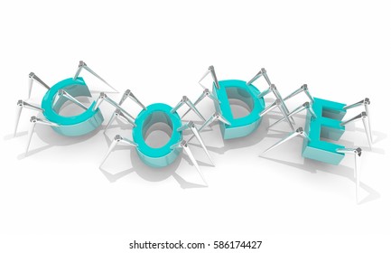 Code Programming Language Word Letters Spiders Stock Illustration ...