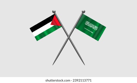 Jordanian Saudi Arabian Crossed Flags Jordan Stock Vector