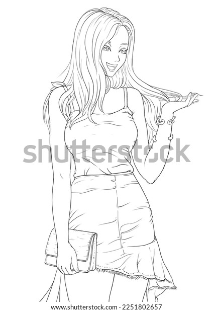 Cute Girl Anime Drawing Drawing Women Stock Illustration 2251802657 ...