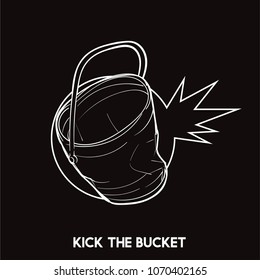 Illustration of Kick the Bucket Idiom Stock Illustration