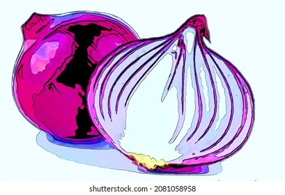 Onion Sign Illustration Pop-art Background Icon Stock