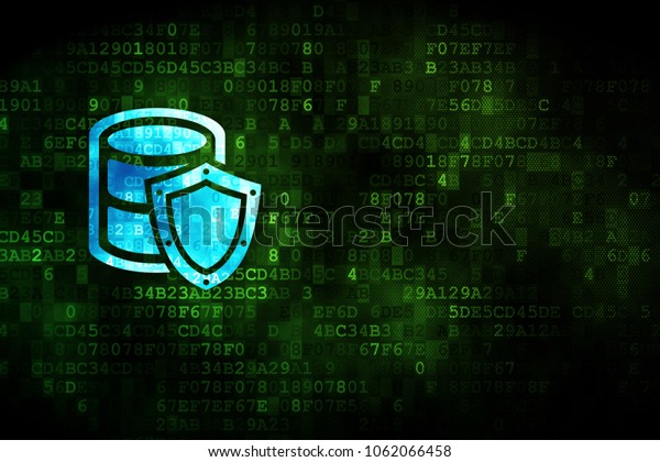 Programming Concept Pixelated Database Shield Icon Stock Illustration ...