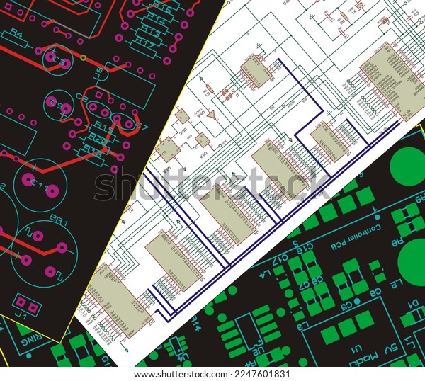 Schematic Background Drawings Electronic Device Design Stock