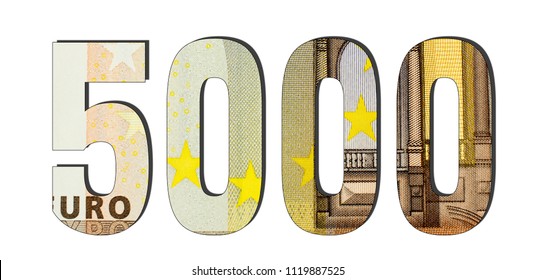 5000 3d Number. Euro banknotes. Money texture. Isolated on white background. Currencie of the European Union ஸ்டாக் ஃபோட்டோ