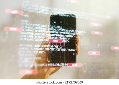 Double Exposure Abstract Programming Language Hologram Stock Photo ...