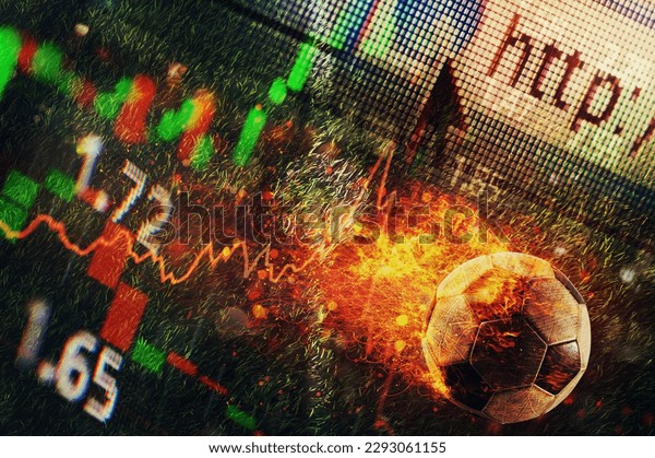 Fiery Soccer Ball Bet Concept Analysis Foto stock 2293061155