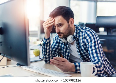 Handsome Programmer Working Hard Office Stock Photo 1087981985 ...