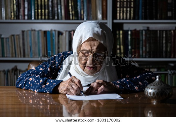 Old Lady Writing Reading Some Book Stock Photo 1801178002 | Shutterstock