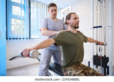 Стоковая фотография 2195548081: Patient Doing Special Exercises ...
