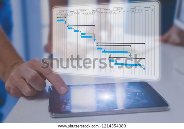 Project Manager Using Gantt Chart Schedule Stock Photo 1214354380 ...