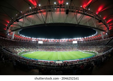 Rio de Janeiro, Rio de Janeiro, Brazil September 22, 2021: Flamengo x Barcelona EQU at Maracanã for the Libertadores de America Cup. Editorial Stock Photo