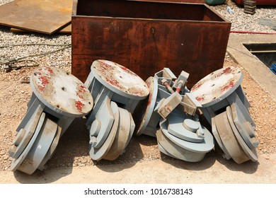 Steel Wheel Components Large Electrial Transformer Stock Photo ...