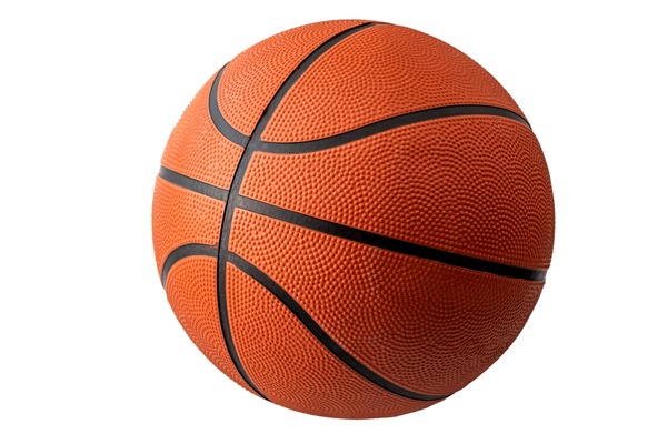 Team sports backgrounds, basketball championship picture and athletics tournament clipart concept with PNG photo of orange ball isolated on transparent background with clipping path cutout Stock Photo