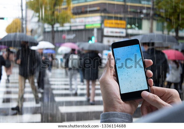 Weather Forecast Mobile App Mockup Image Stock Photo 1336114688 ...