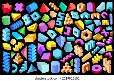 3d Geometric Design Elements Collection Set Stock Vector (Royalty Free ...