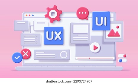 3d Ui Ux Website Mobile Application Stock Vector (Royalty Free ...