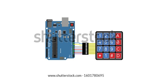 4x4 Keypad Input Arduino Interfacing Illustration Stock Vector (Royalty ...