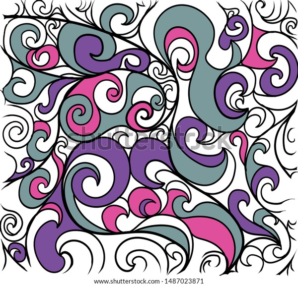 Abstract Cluster Beautiful Curvy Patterns Among Stock Vector (Royalty ...