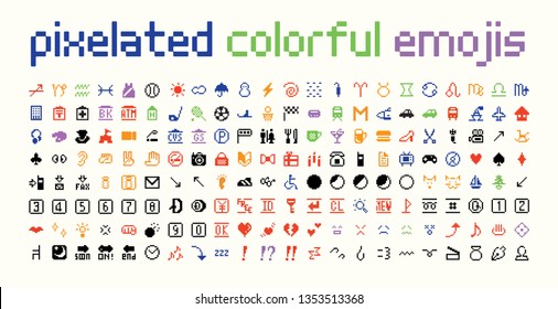 All Type Emojis Stickers Emoticons Pixelated Stock Vector (Royalty Free ...