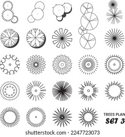 Architectural Drawing Trees Plan Set Stock Vector (Royalty Free ...