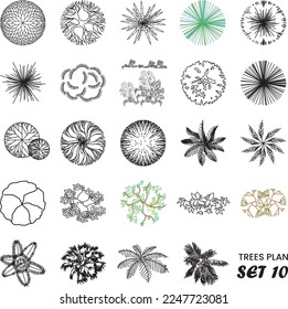 Architectural Drawing Trees Plan Set Stock Vector (Royalty Free ...