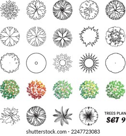 Architectural Drawing Trees Plan Set Stock Vector (Royalty Free ...