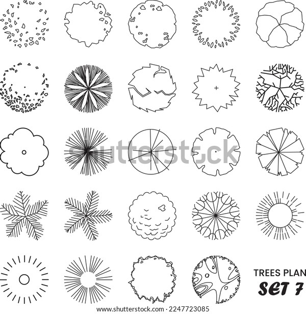Architectural Drawing Trees Plan Set Stock Vector (Royalty Free ...