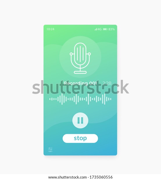Audio Recording App Mobile Ui Design Stock Vector (Royalty Free