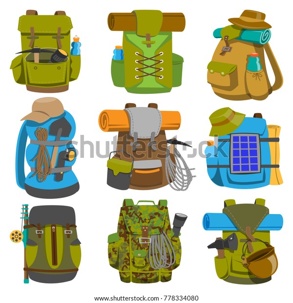 Backpack Camp Vector Backpacking Travel Bag Stock Vector (Royalty Free ...