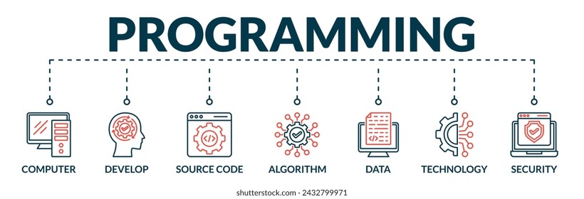 Banner Programming Coding Background Vector Illustration Stock Vector ...
