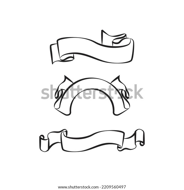 Banner Scroll Ribbon Outline Drawing Design Stock Vector (Royalty Free) 2209560497 Shutterstock