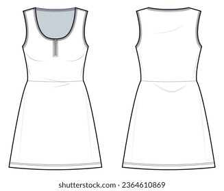 Basic Mini Dress Flat Technical Fashion Stock Vector (Royalty Free)  2364610869 | Shutterstock
