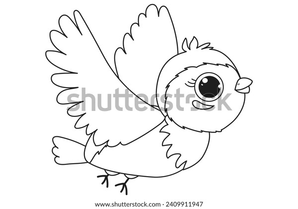 Bird Flying Coloring Book Vector Illustration Stock Vector (Royalty