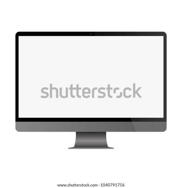 Black Desktop Computer Grey Screen On Stock Vector (Royalty Free