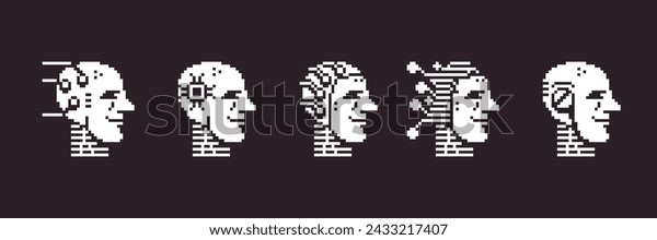 Black White Simple 1bit Pixel Art Stock Vector (Royalty Free ...