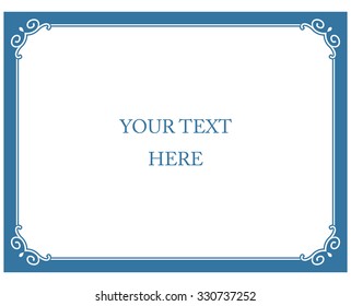 Blue Border Frame Deco Vector Label Stock Vector (Royalty Free