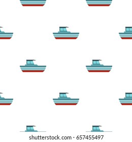 Blue motorboat pattern seamless background in flat style repeat vector illustration Stock Vector