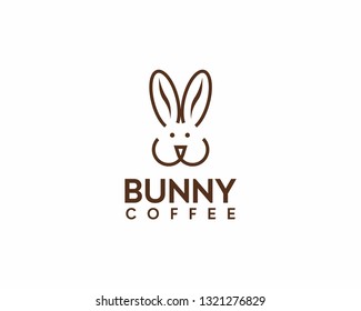 Bunny Rabbit Coffee Logo Stock Vector (Royalty Free